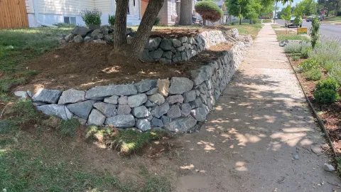 Dry stone wall project in Englewood, Colorado, photo 4