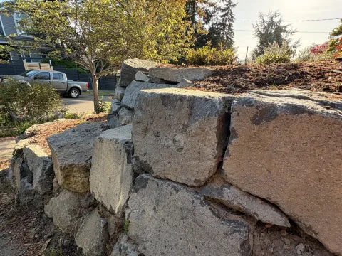 Dry stone driveway wall and walkway project, photo 9
